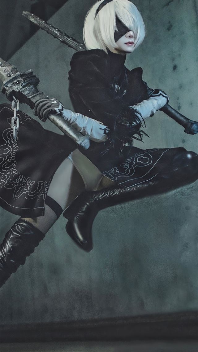 640x1136 2b nier automata cosplay girl 5k -  iPhone Wallpaper