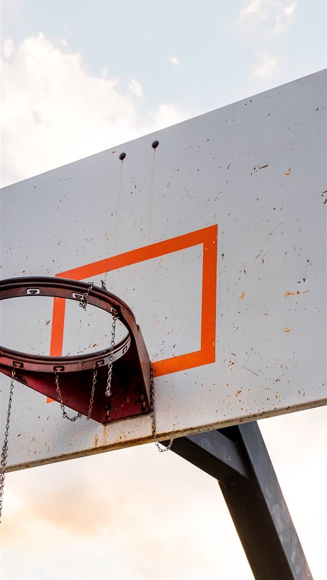1290x2796 orange steel basketball hoop mounted on white wood... - bright iPhone Wallpaper