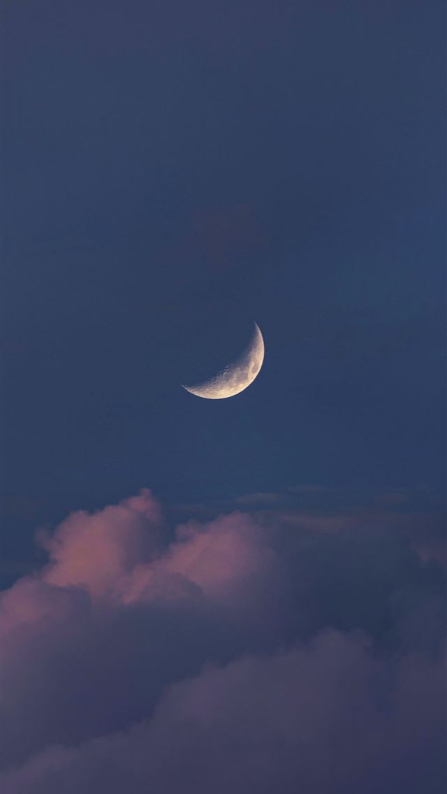 1290x2796 white clouds and blue sky - moon iPhone Wallpaper
