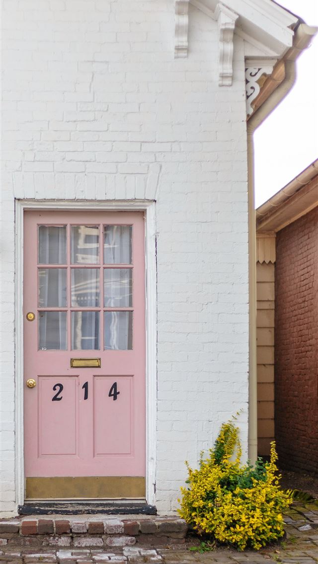 1290x2796 building with closed door - pink iPhone Wallpaper