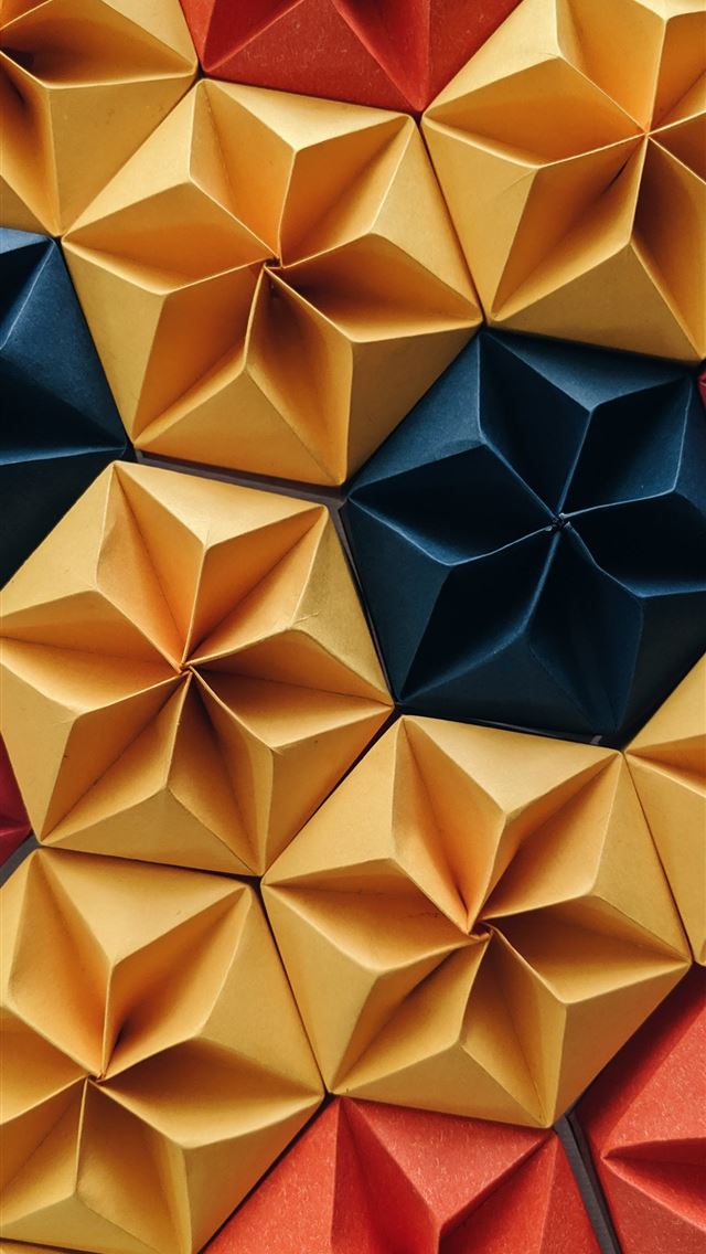 1290x2796 red yellow and blue flower origami - pattern iPhone Wallpaper