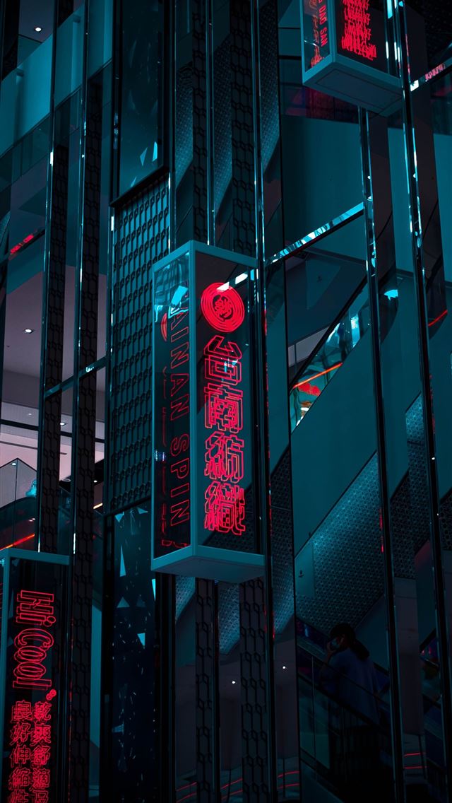 1290x2796 Tainan shopping mall neon lights - taiwan iPhone Wallpaper