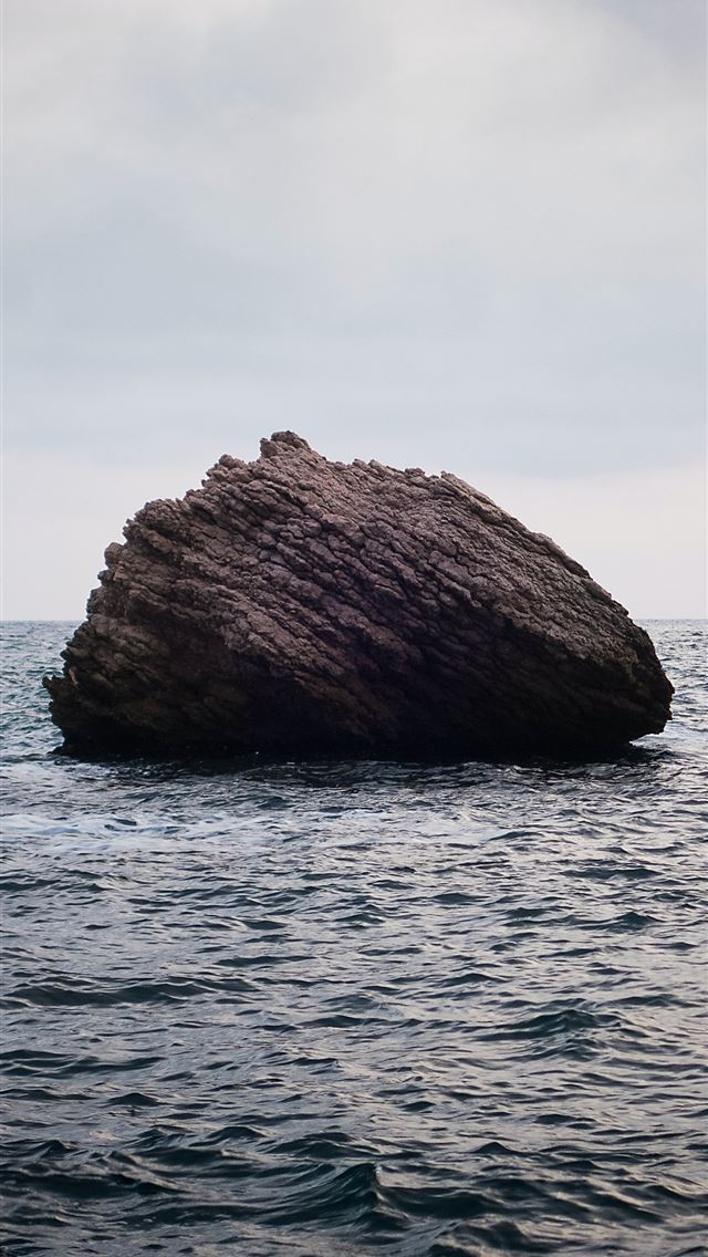 1290x2796 brown boulder on water - stone iPhone Wallpaper