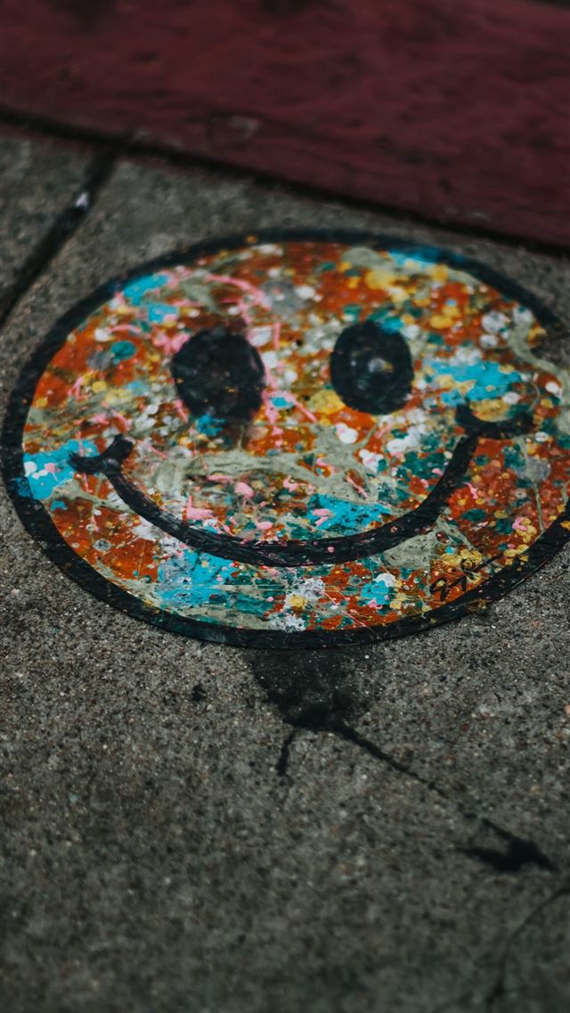 1290x2796 round brown and teal smiley print - quotes iPhone Wallpaper