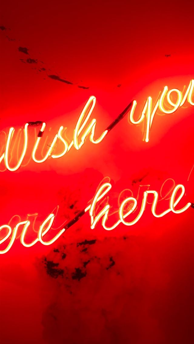 1290x2796 yellow wish you were here neon sign - quotes iPhone Wallpaper