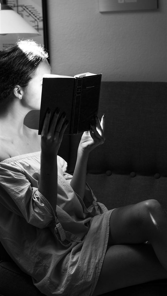 1290x2796 woman in white dress sitting on couch - person iPhone Wallpaper