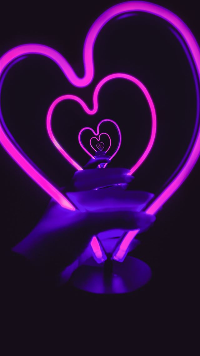 1290x2796 turned on pink heart 3D lamp - quotes iPhone Wallpaper