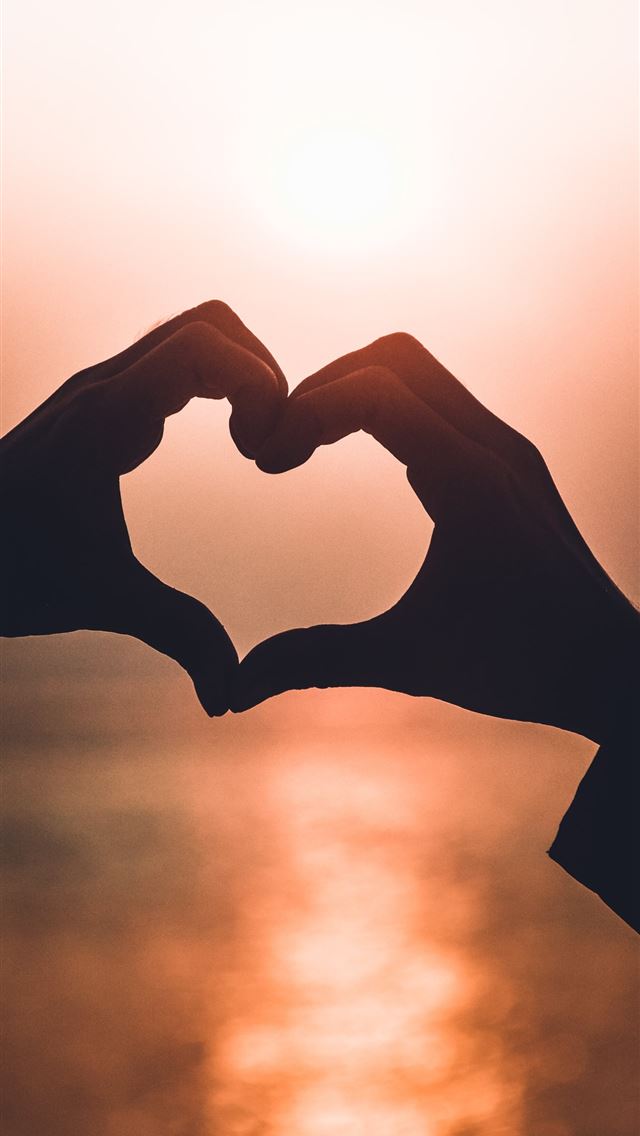 1290x2796 heart shape hand illustration - love iPhone Wallpaper