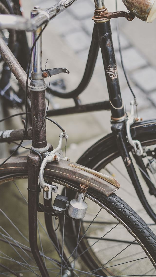 1290x2796 two brown and black commuter's bicycles - vintage iPhone Wallpaper