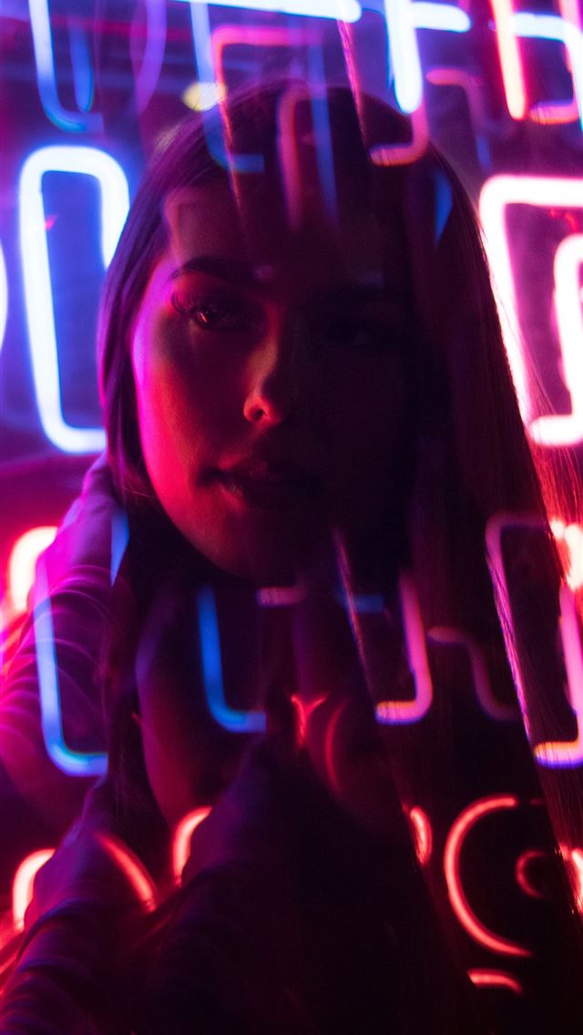 1290x2796 blue and pink neon light signage - quotes iPhone Wallpaper