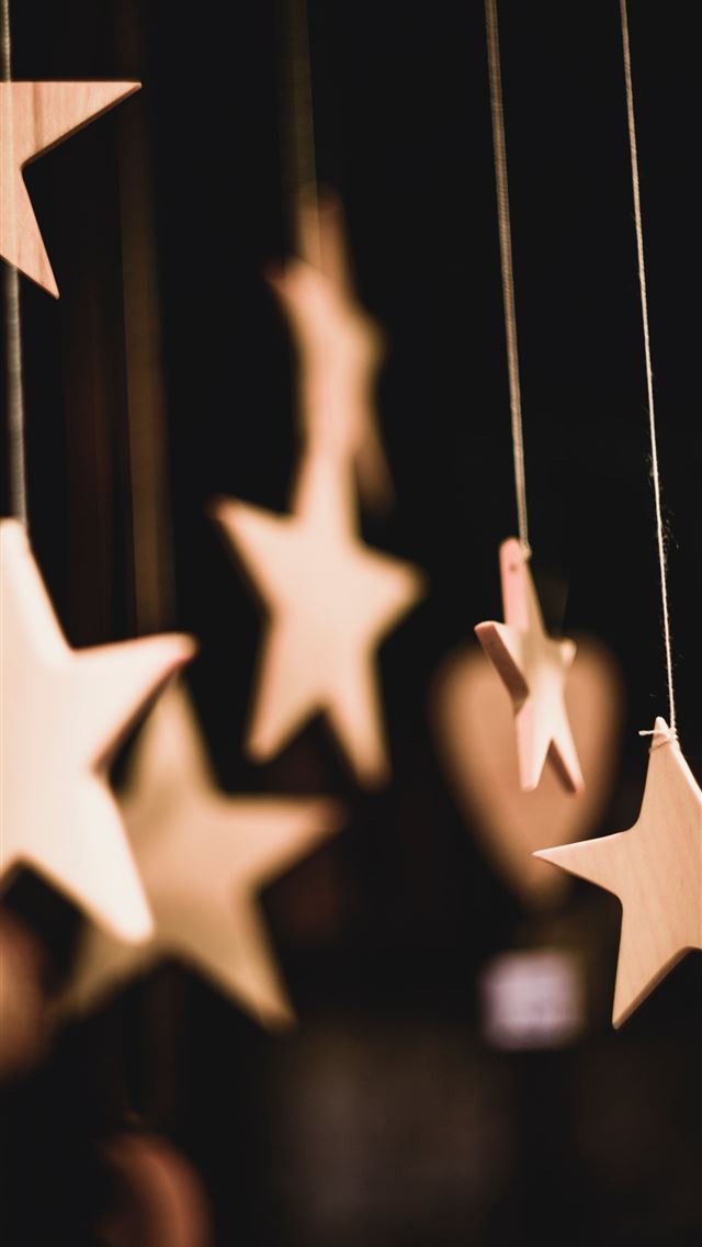 1290x2796 shallow focus photo of wooden stars hanging decor -  iphone 14 Wallpaper