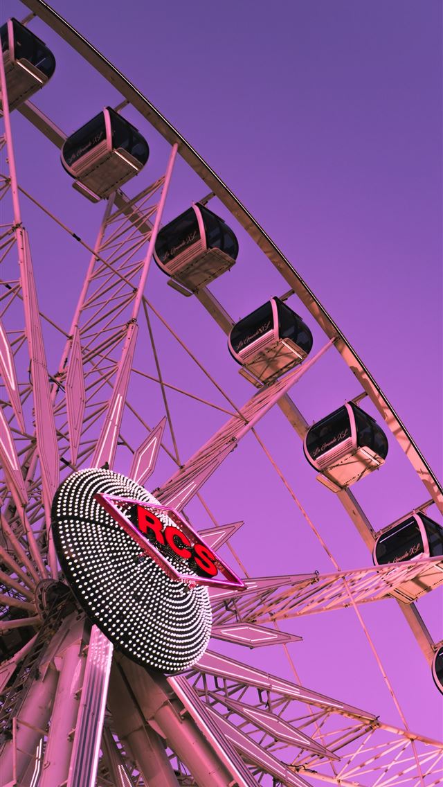 1290x2796 low angle photo of RCS Ferris wheel - purple iPhone Wallpaper