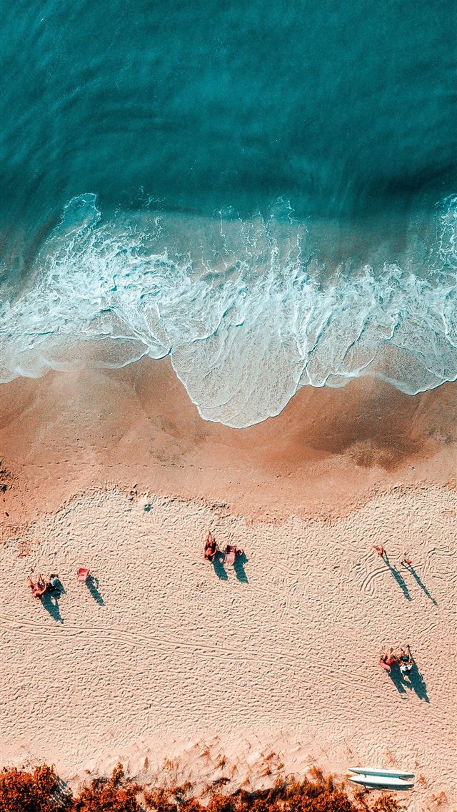 1290x2796 aerial photography of people near shoreline - beach iPhone Wallpaper