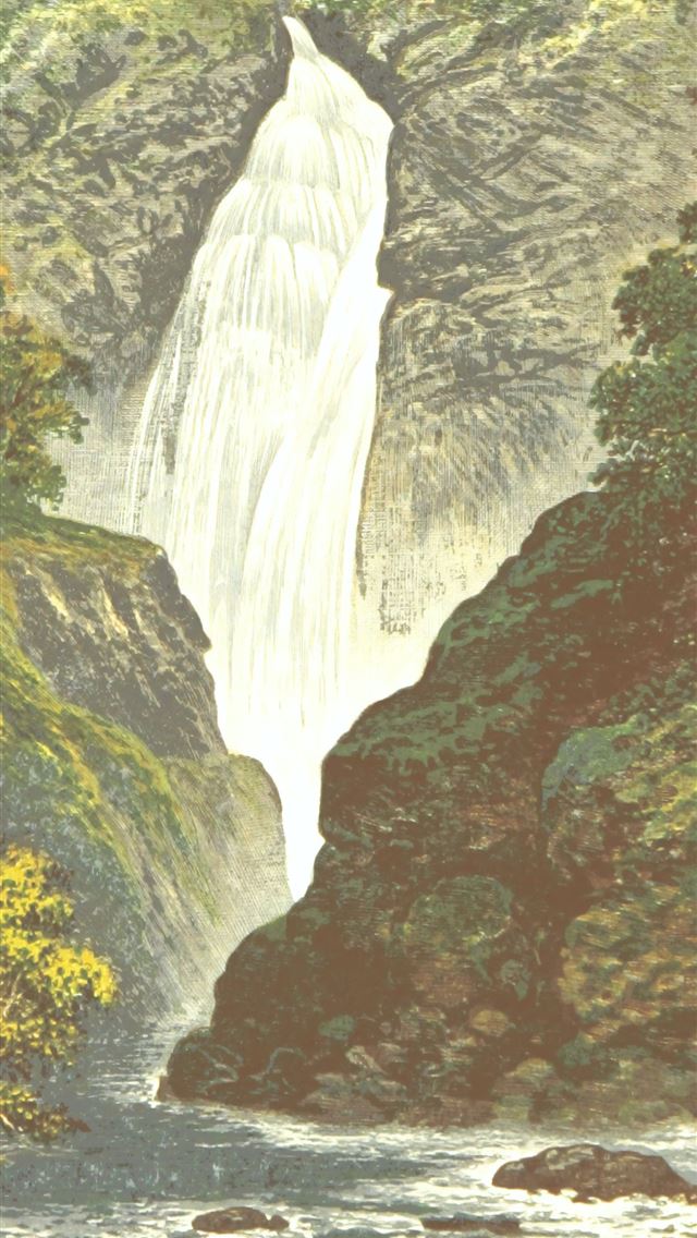 1290x2796 waterfalls painting -  iPhone Wallpaper