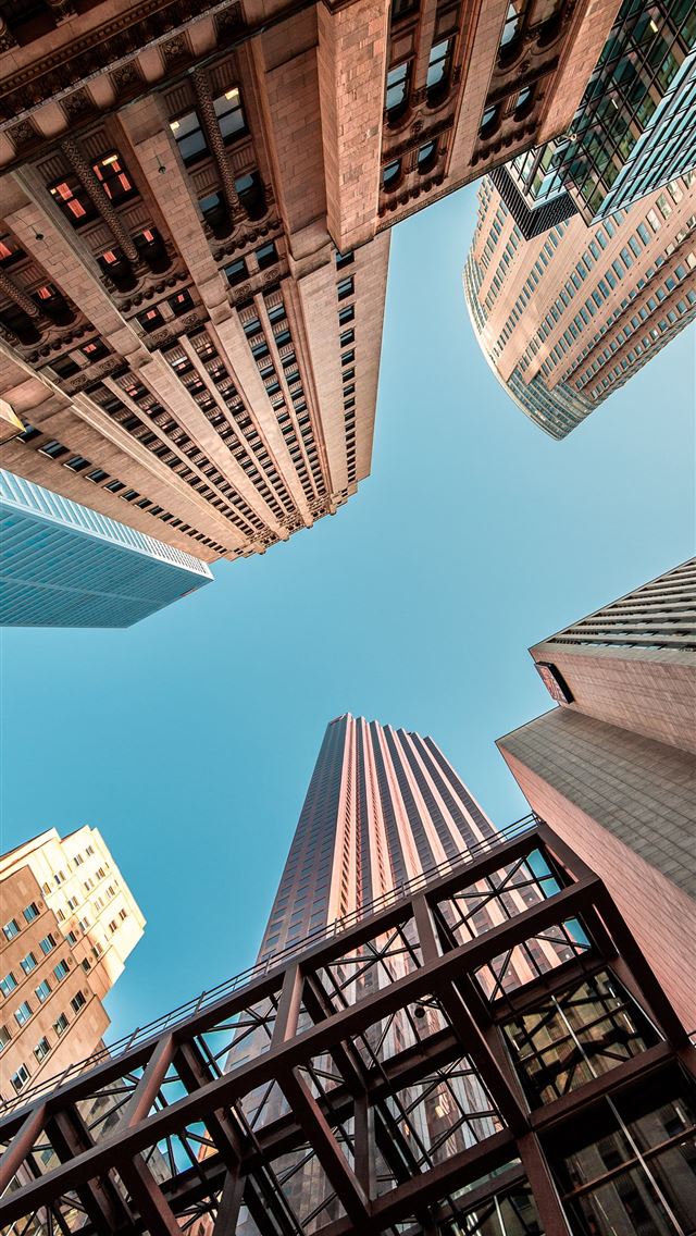 1290x2796 wormseye view of high rise buildings under blue sk... -  iphone 14 Wallpaper