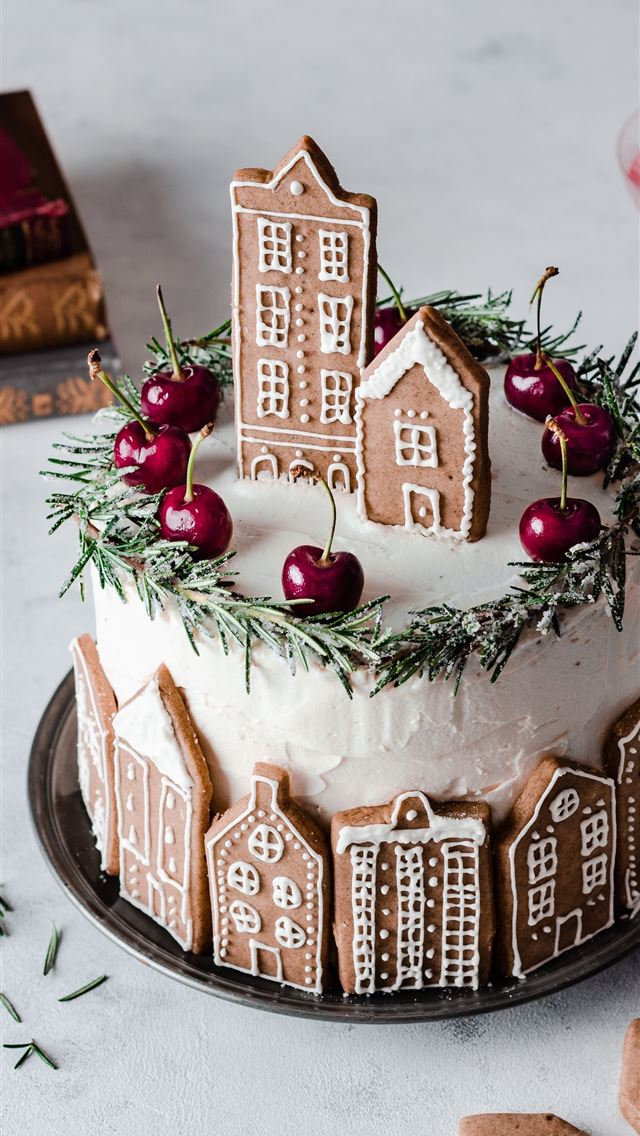 1290x2796 cake with cookies - winter iPhone Wallpaper