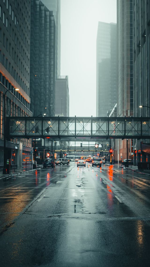 1290x2796 vehicles on road near buildings - yellow iPhone Wallpaper