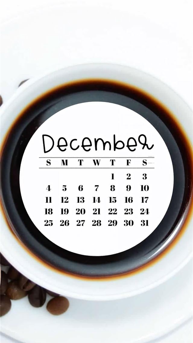 1125x2436 Black Coffee in a White coffee cup With December 2022 Calendar - calendar iPhone Wallpaper