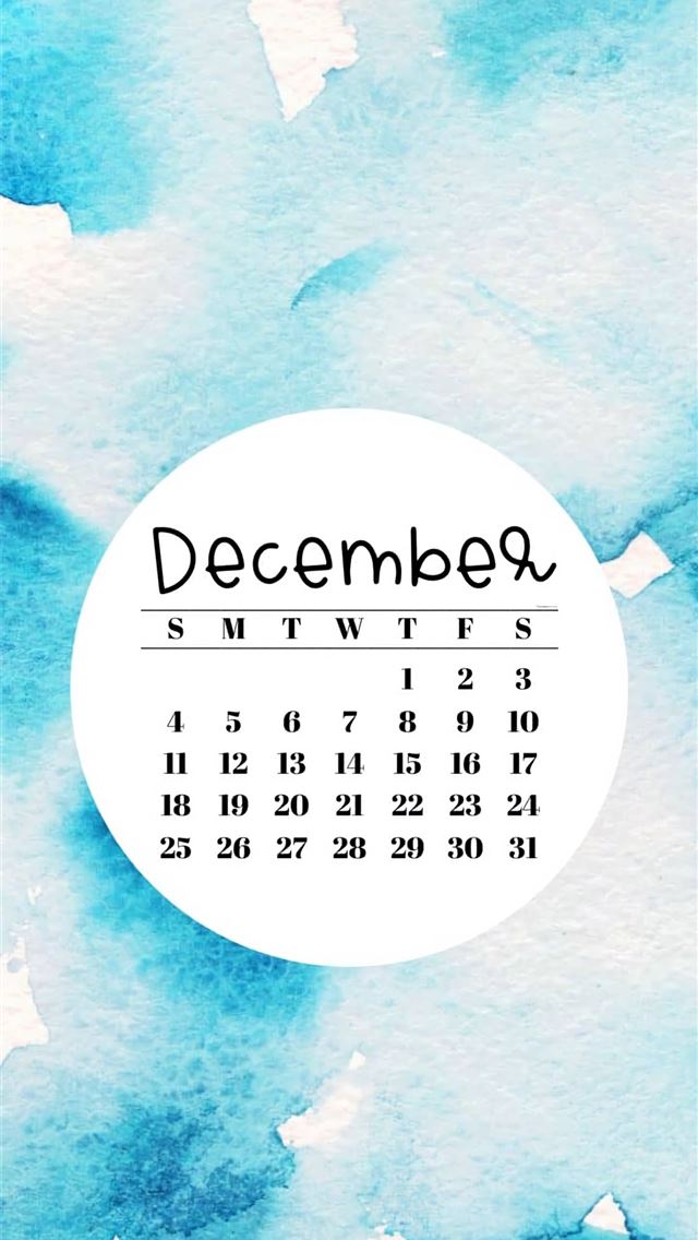 1125x2436 Light Blue Watercolor Painting With December 2022 ... - calendar iPhone Wallpaper
