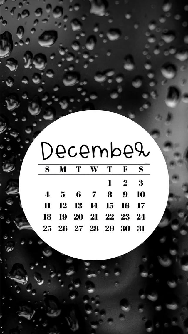 1125x2436 Water on Black Glass With December 2022 Calendar - calendar iPhone Wallpaper