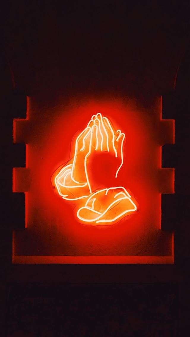 1290x2796 red heart with light on the wall - neon iPhone Wallpaper