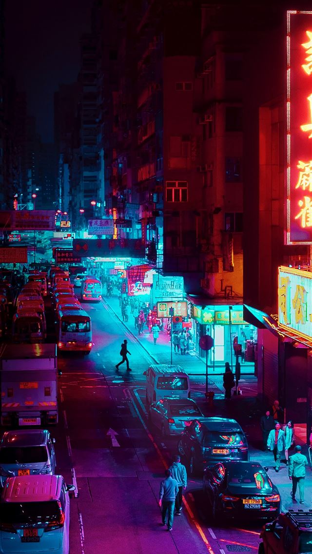 1290x2796 cars on road during night time - neon iPhone Wallpaper