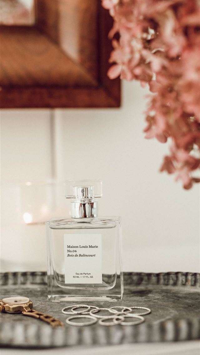 1290x2796 clear glass fragrance bottle beside gold colored w... - beauty iPhone Wallpaper