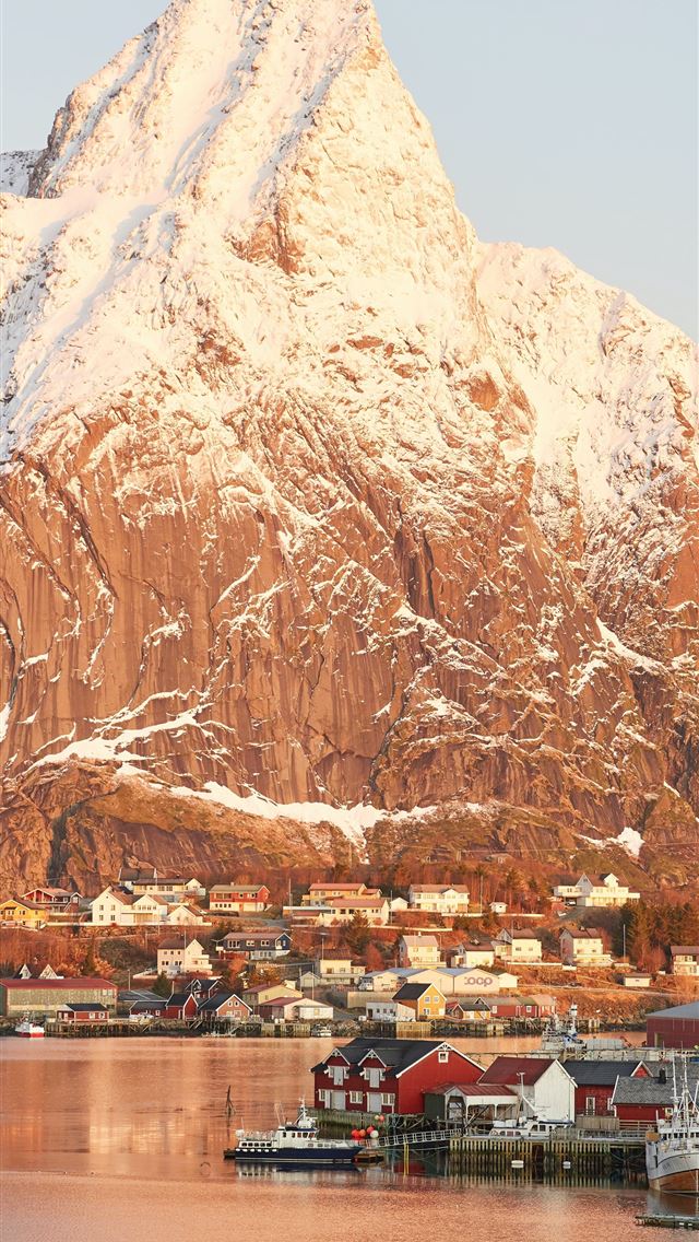 1290x2796 brown and white mountain near body of water during... - norway iPhone Wallpaper