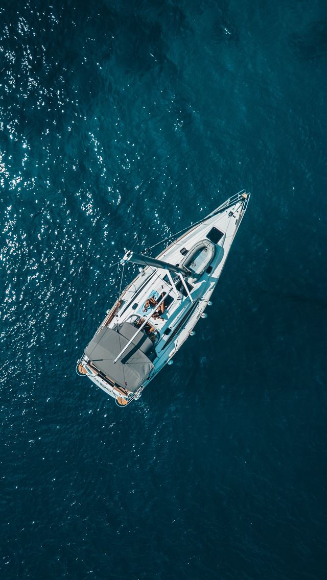1290x2796 aerial view of white boat sailing - boat iPhone Wallpaper
