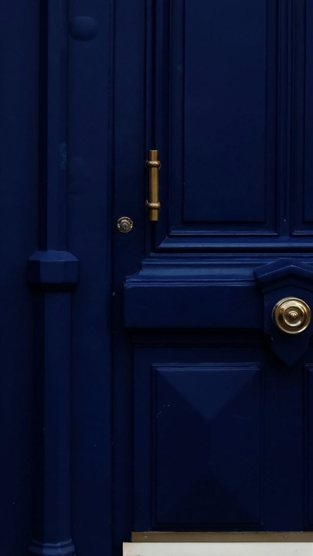 1125x2436 a blue door with a gold handle on it - color iPhone Wallpaper
