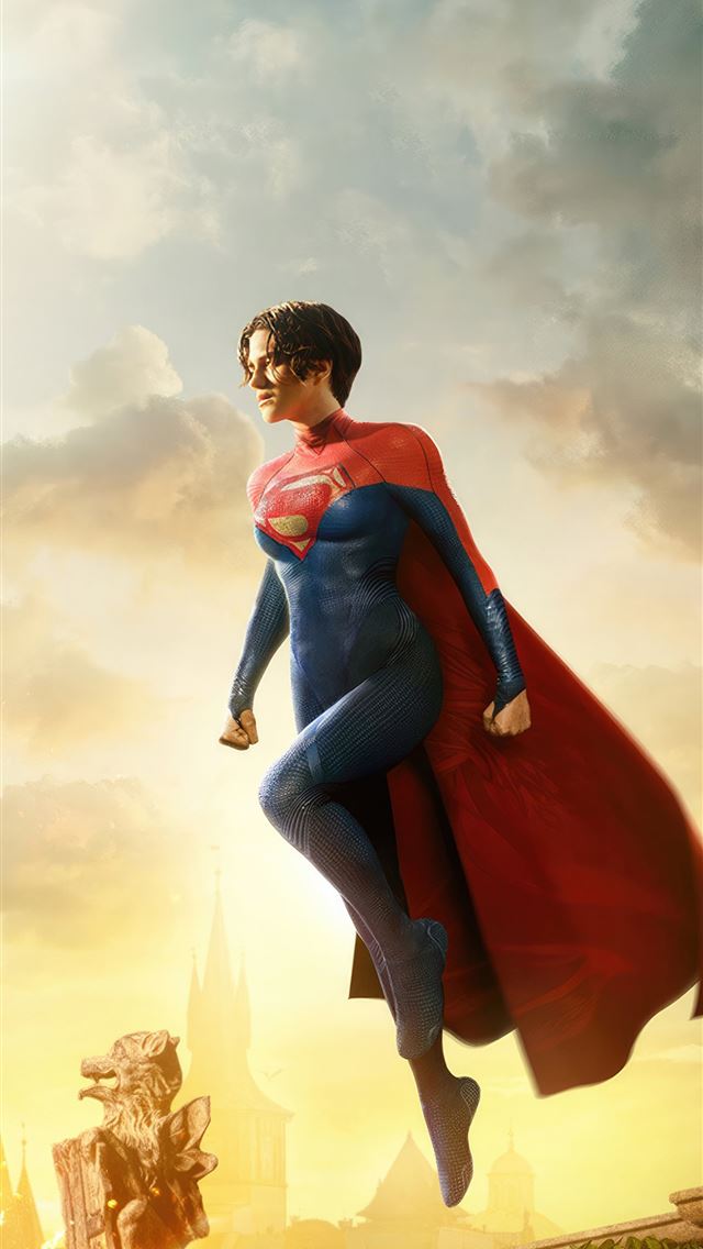 1290x2796 supergirl in the flash movie poster 5k -  iphone 14 Wallpaper