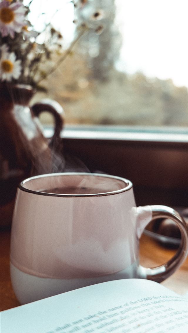 1290x2796 white ceramic mug on white ceramic saucer - quotes iPhone Wallpaper