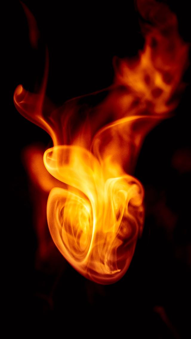 1290x2796 orange and yellow fire illustration - heart iPhone Wallpaper