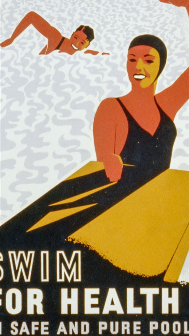 1290x2796 Swim for health in safe and pure pools WPA poster  - health iPhone Wallpaper