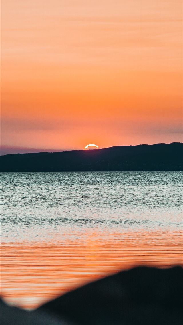 1290x2796 blue sea under orange sky - nature iPhone Wallpaper