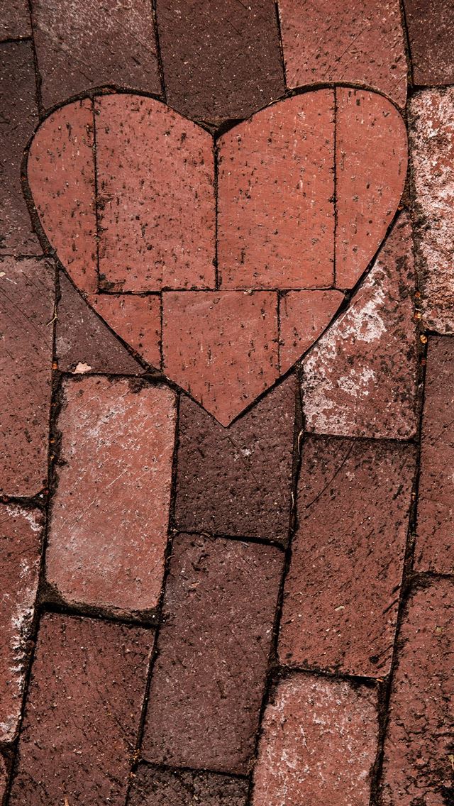 1290x2796 brown and gray brick wall - heart iPhone Wallpaper