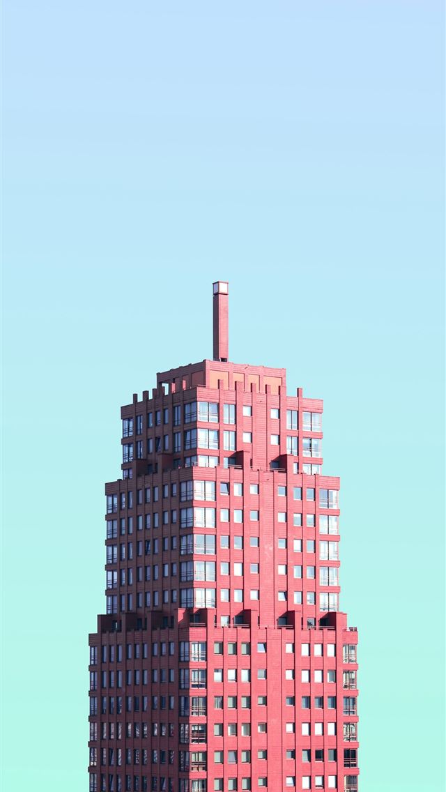 1290x2796 red high rise building under blue sky - gradient iPhone Wallpaper
