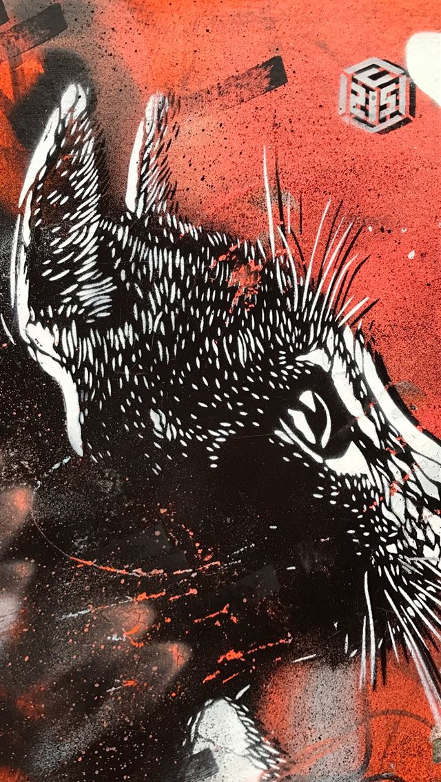 1290x2796 black cat painting - art iPhone Wallpaper