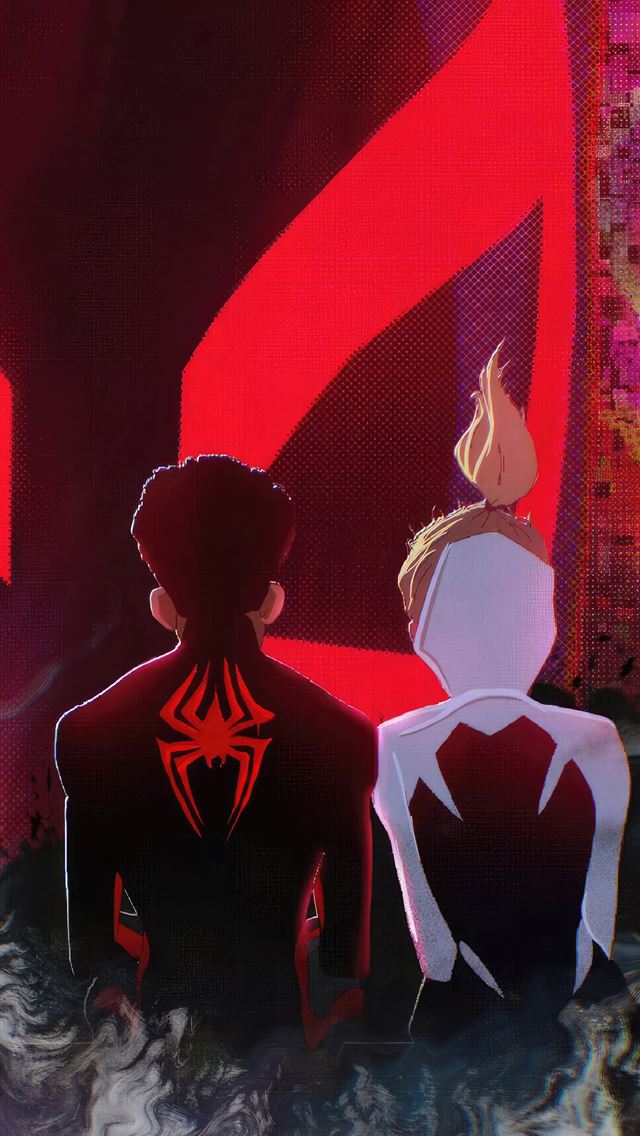 1290x2796 gwen and miles in spider man across the spider ver... - movies iPhone Wallpaper