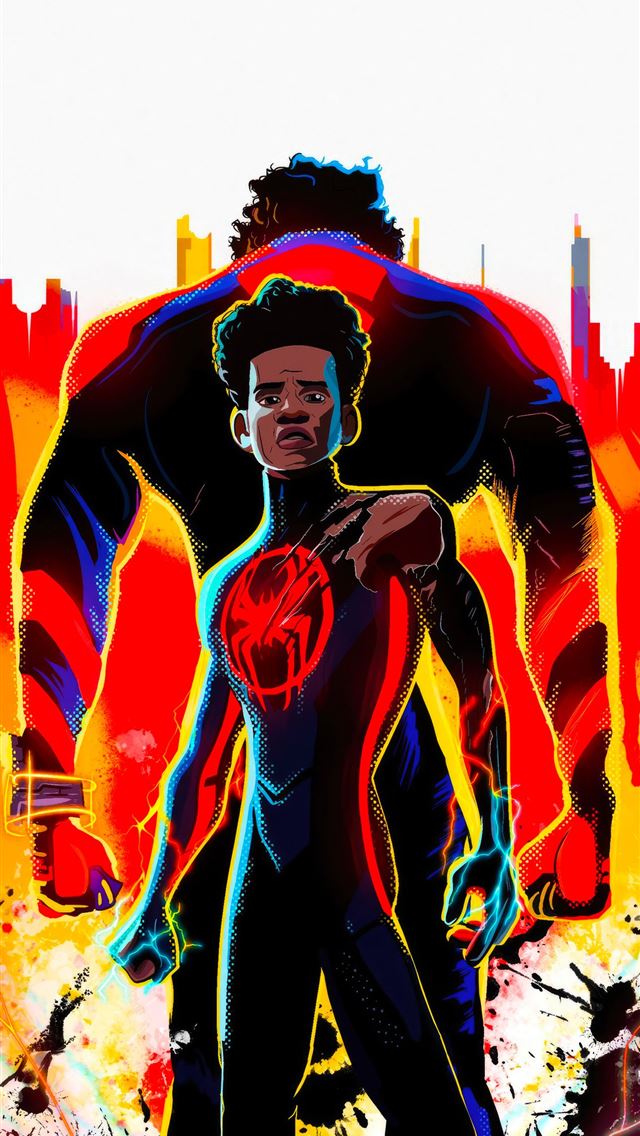1290x2796 miles and peter parker spiderman across the spider... - movies iPhone Wallpaper