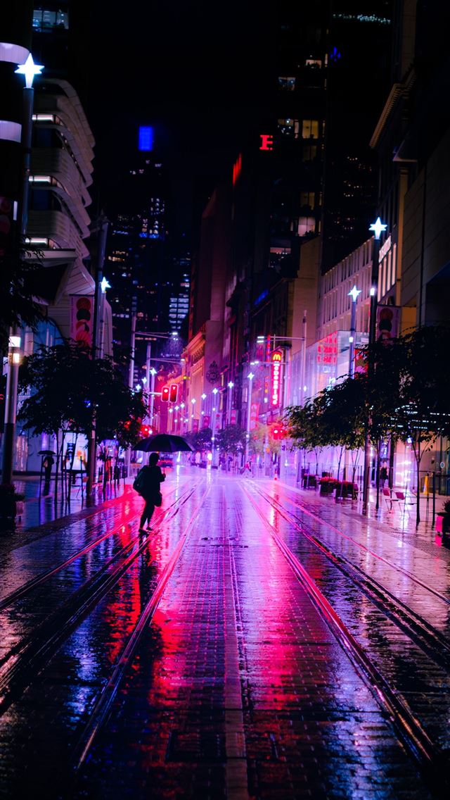 1290x2796 people walking on street during night time - light iPhone Wallpaper