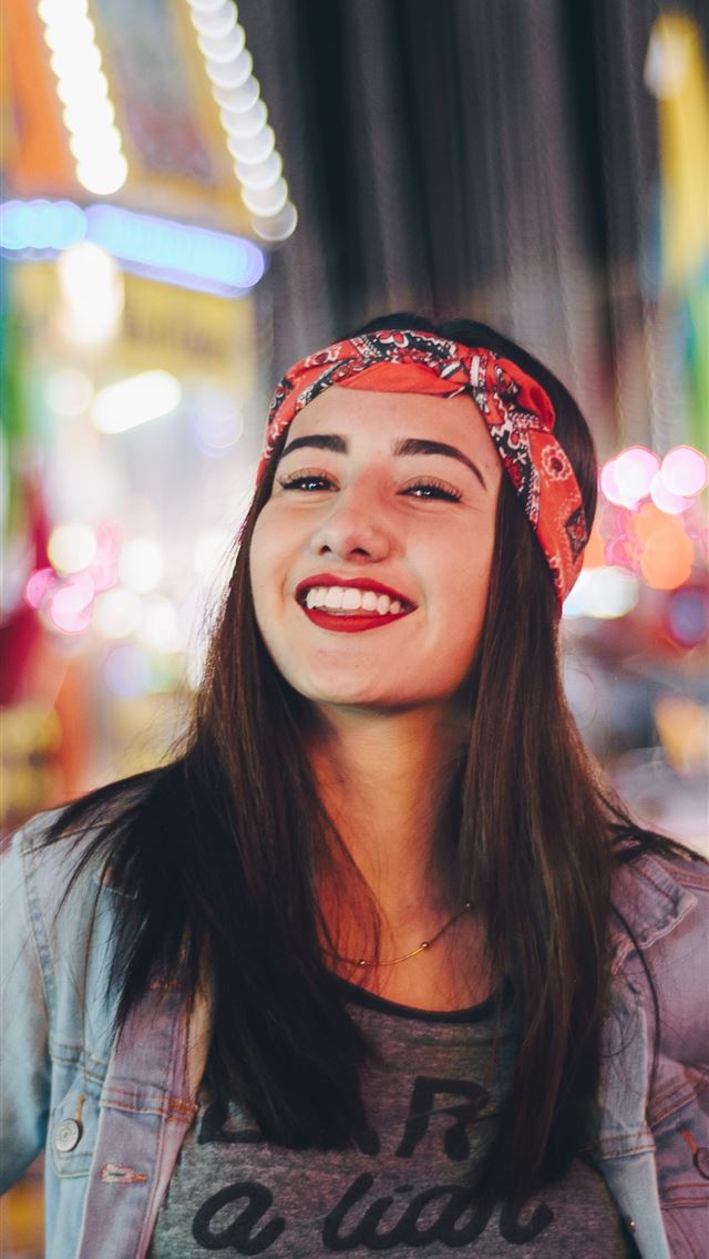 1290x2796 selective focus photography of smiling woman weari... - girl iPhone Wallpaper
