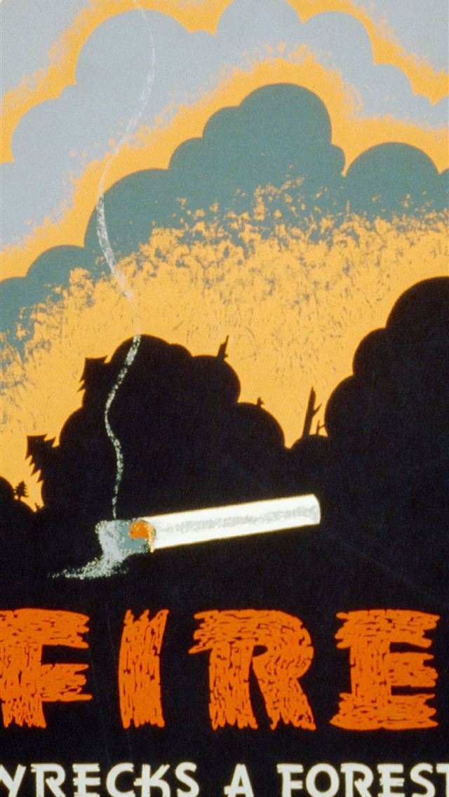 1290x2796 Fire Wrecks a Forest WPA Poster - illustration iPhone Wallpaper