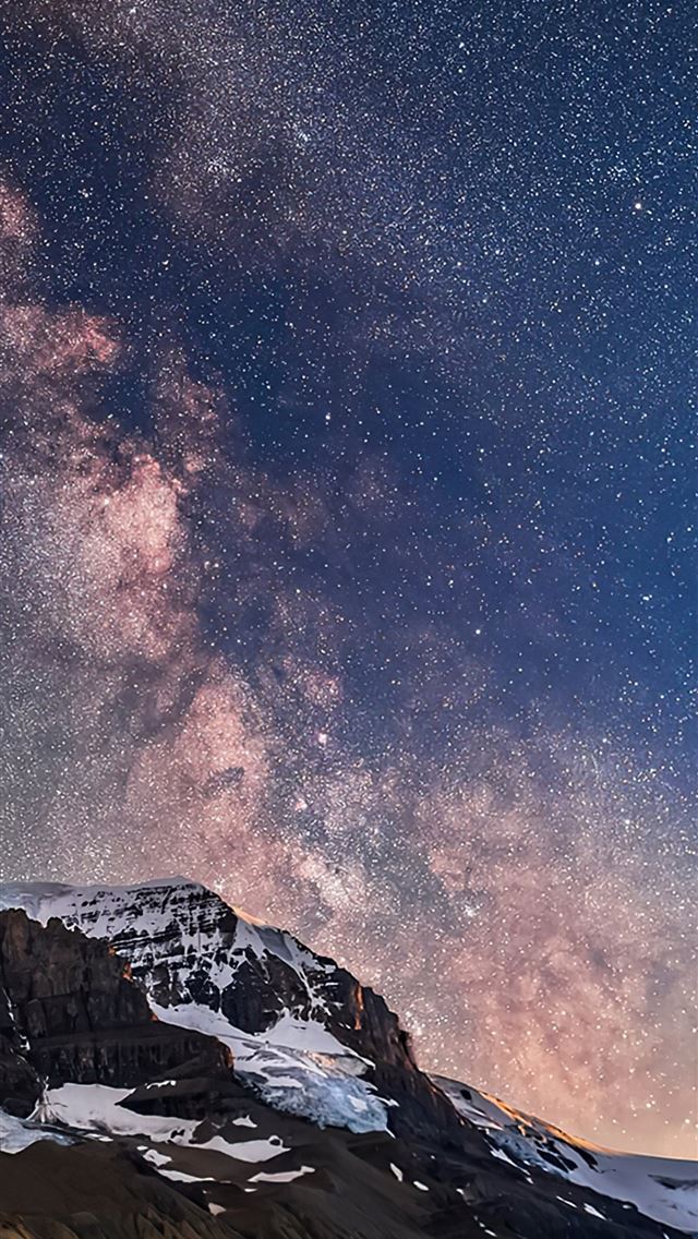 1290x2796 milky way and galactic core area over mount androm... - nature iPhone Wallpaper