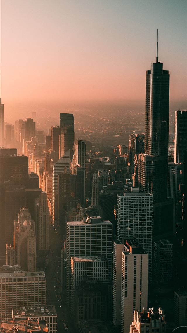 1290x2796 aerial photograph of city - smoke iPhone Wallpaper