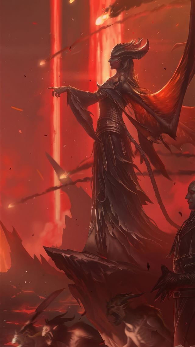 1290x2796 diablo 4 inarius lilith and the knights - games iPhone Wallpaper