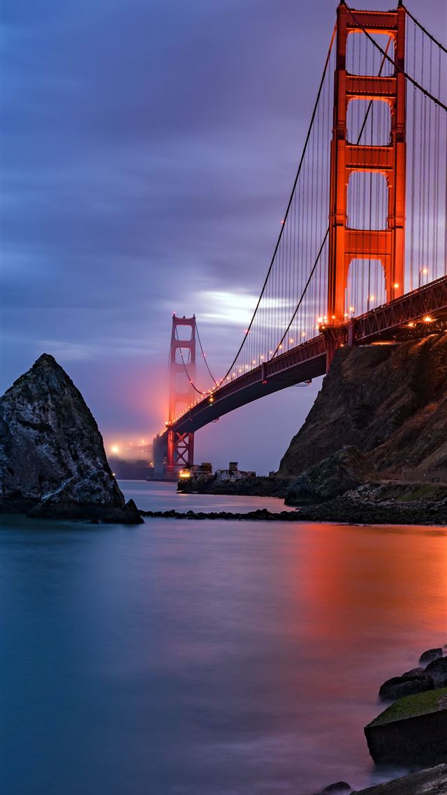 1290x2796 San Francisco Bridge USA - lights iPhone Wallpaper