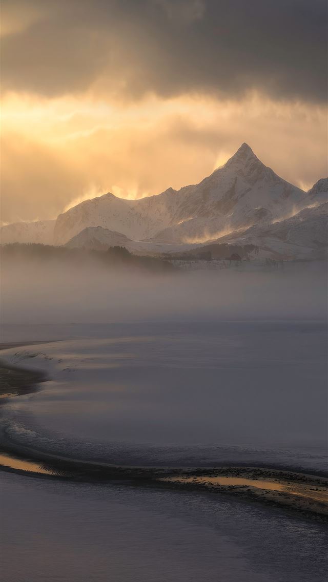 1290x2796 snowy winter morning landscape 4k - nature iPhone Wallpaper
