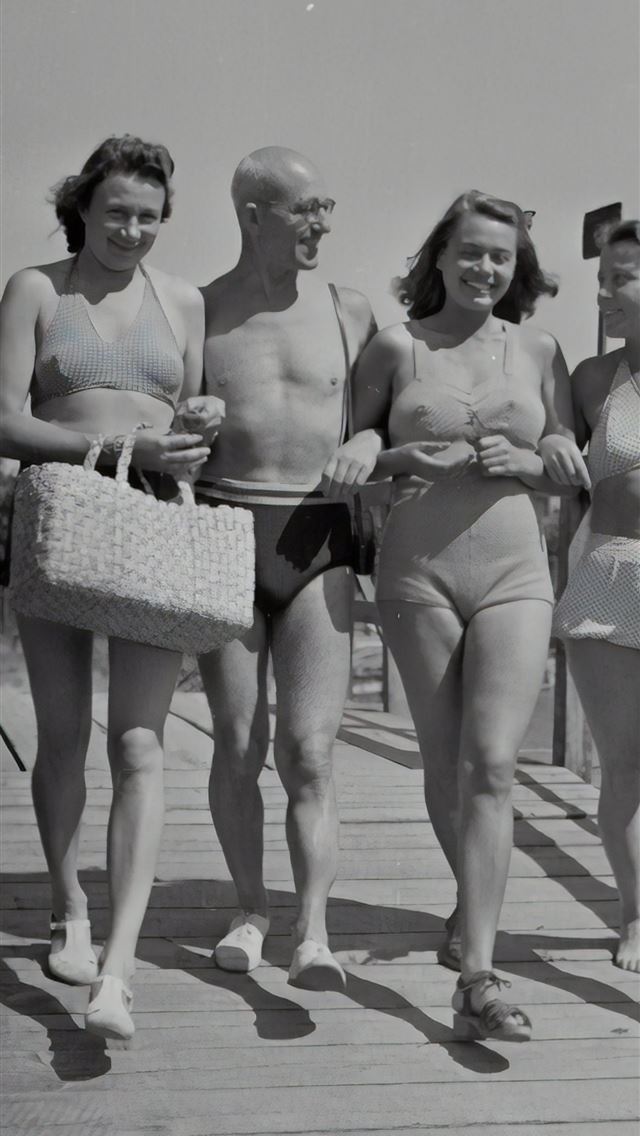 1290x2796 greyscale photography of three smiling woman and m... - vintage iPhone Wallpaper