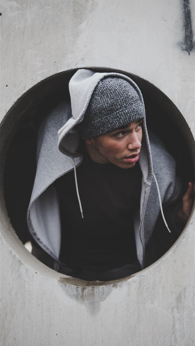 1290x2796 man wearing black shirt and knit cap with hoodie j... - cool iPhone Wallpaper